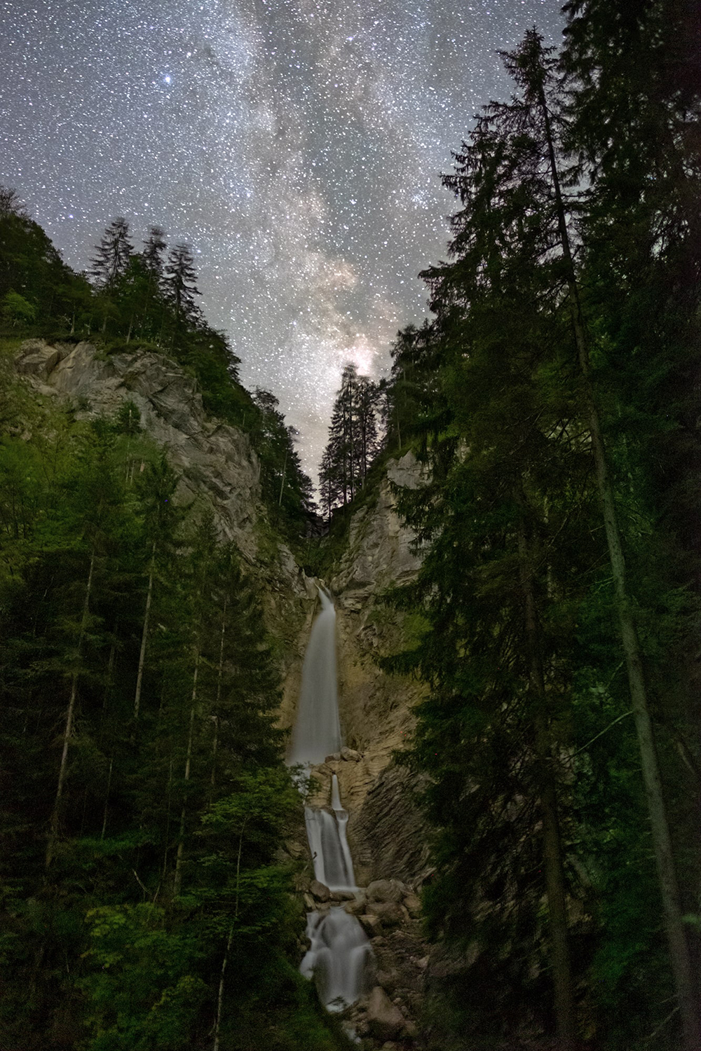 Martuljek waterfalls Milky Way